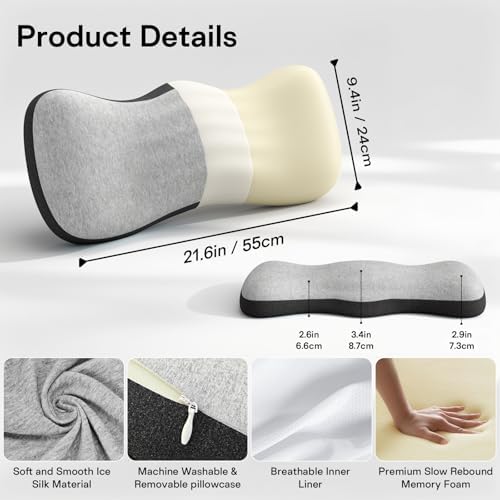 Lumbar Support Pillow for Bed, Lower Back Pillow for Sleeping, Memory Foam - Image 2