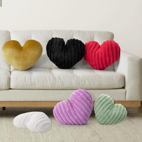 Heart Pillow 12.9" Cute Soft Fluffy Small White Decorative Throw Pillows - Image 5