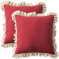 patdrea Vintage Red Linen Throw Pillow Covers by patdrea