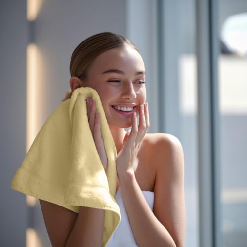 Towel and Linen Mart 100% Cotton - Wash Cloth Set - Flannel Face Cloths, Highly Absorbent and Soft Feel Fingertip Towels (Ivory, Pack of 24) - Image 4