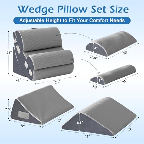 Ahpmeoa 6PCS Wedge Pillow Set for After Surgery, Sit Up Pillow - Image 2