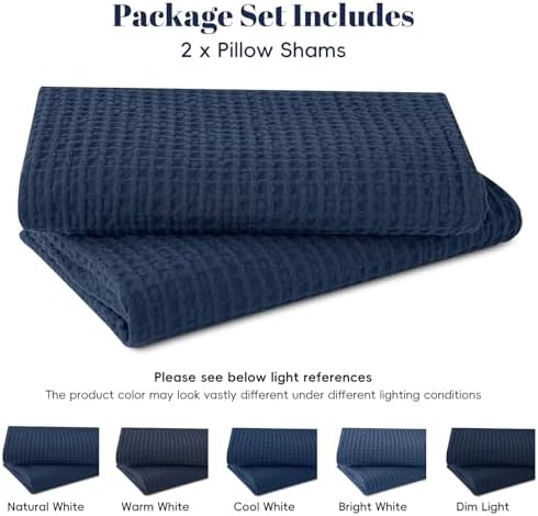 PHF Cotton Waffle Euro Shams 26" x 26", Bright Navy Blue, No Insert - Image 6