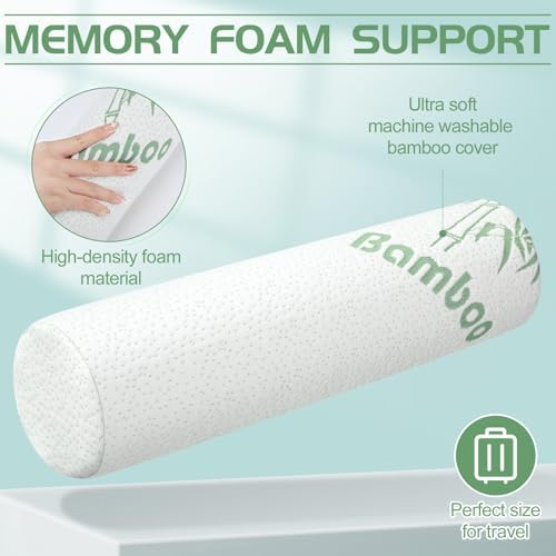 1 Pcs Memory Foam Roll Pillow Neck Bolster Cylinder Pillow, 18 x 4 Inch - Image 3