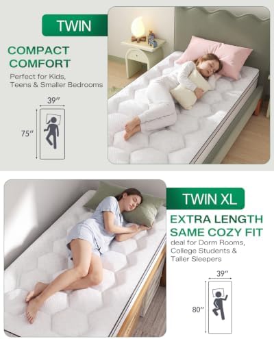 Dual Layer 4 Inch Twin Size Mattress Topper, Memory Foam Mattress Topper - Image 2
