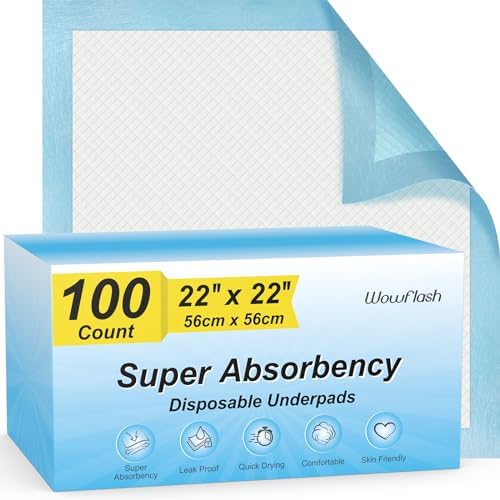 100 Count 22” x 22” Super Absorbency Disposable Underpads by Wowflash