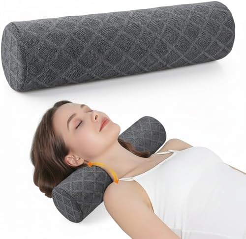 3.1" Small Neck Roll Memory Foam Pillow Cylinder, Detachable Cover by Unknown