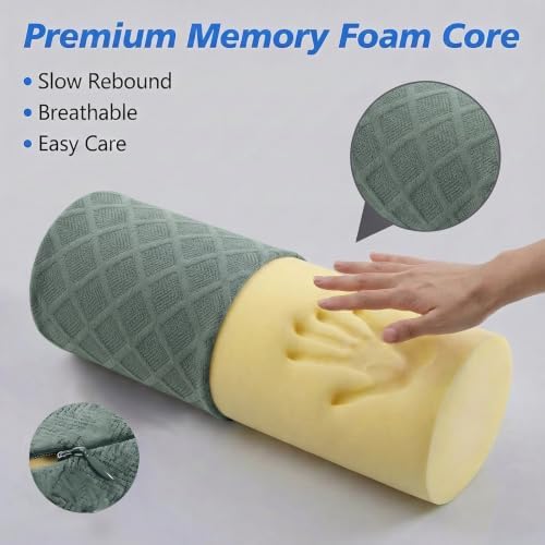 3.9" Small Neck Roll Memory Foam Pillow Cylinder, Detachable Cover - Image 6