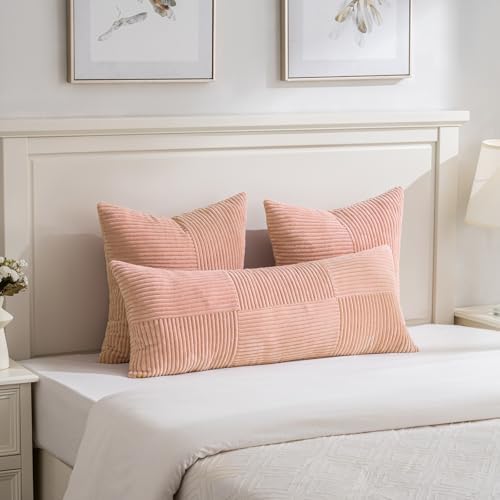 Fancy Homi Set of 2 Peach Boho Long Lumbar Body Decorative Throw Pillow Cover - Image 2