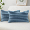 MIULEE Faux Fur Lumbar Throw Pillow Covers 12x20 Set of 2 Grey Blue by MIULEE