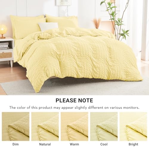 HYMOKEGE Yellow Twin Comforter Set Seersucker 5 Pieces, All Season Luxury Bed - Image 5