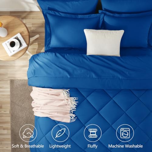 CozyLux Queen Comforter Set 88"x88" Classic Blue - Image 2