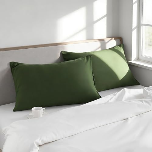 Body Pillow Cases, 2 Pack, 20x54 in, Microfiber, Olive Green - Image 2