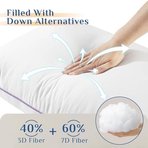 JOLLYVOGUE Pillows King Size Set of 6, Firm Supportive Bed Pillows - Image 3