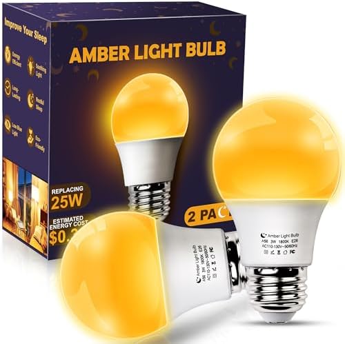 A15 Amber Sleep Aid Light Bulbs, 1800K Soft Warm Lighting, 2 Pack by Unknown