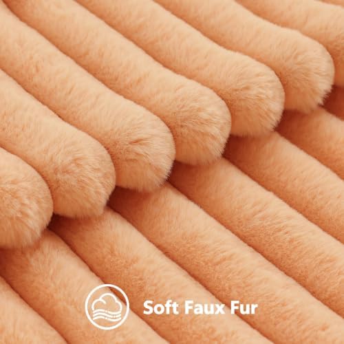 decorUhome Fall Faux Fur Throw Pillow Covers 26x26 Set of 2 Light Orange - Image 3