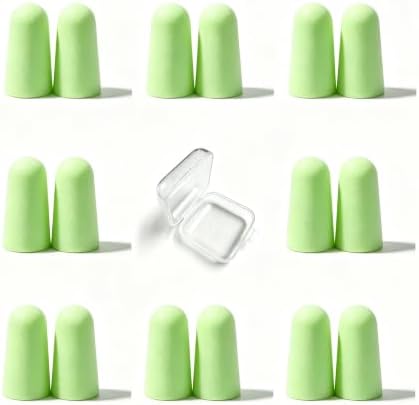 10 Pairs Green Reusable Ear Plugs, 32dB NRR Noise Reduction, Washable by vvmotes