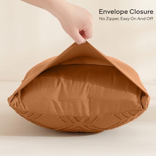 JELLYMONI Rust Grid Tufted Pillowcases King Size - Image 4