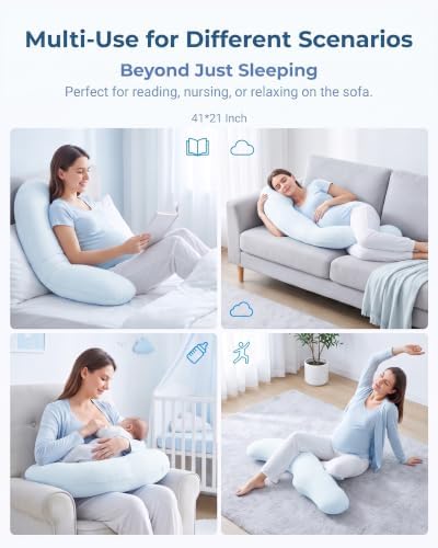 YZ HOME Cooling J Shaped Pregnancy Pillow, Removable Cover - Image 6