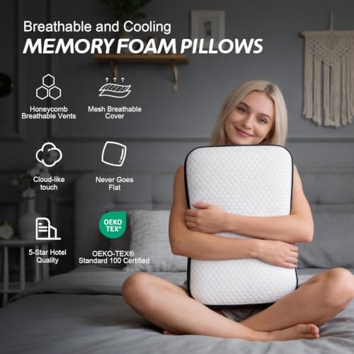 Memory Foam Pillows 2PCS, Cooling Bed Pillows - Image 2