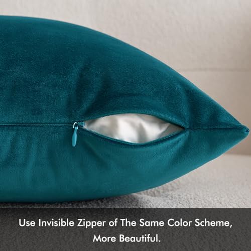 MIULEE 24x24 Inch Pack of 2 Euro Velvet Throw Pillow Covers Teal - Image 5