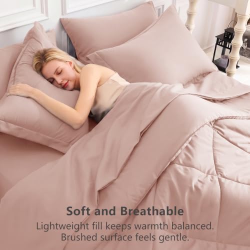 CozyLux Full Comforter Set 82"x86" Dusty Pink - Image 4