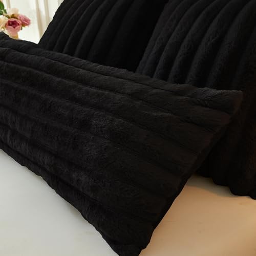 MEGO 20x54 Body Pillow Cover, Soft Wide Ribbed Faux Rabbit Fur - Image 6
