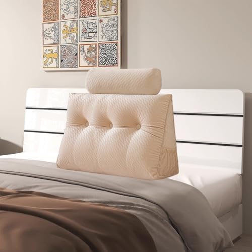 Velvet Triangular Headboard Wedge Pillow by Unknown