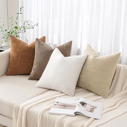 MIULEE Textured Chenille Throw Pillow Covers 18x18 Inch White - Image 4