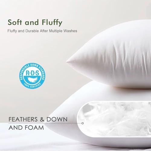TOPGREEN Ogranic Feathers Down Pillow Inserts 22x22 - Image 5