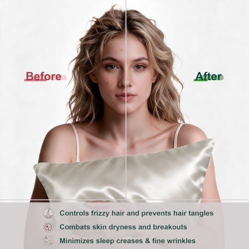 LYSHIN Beige Silk Pillow Cases King Size - Image 4