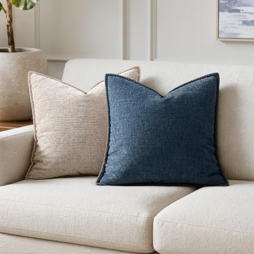 MIULEE Decorative Couch Throw Pillow Covers 16x16 Inch Dark Blue 2 Pack - Image 4