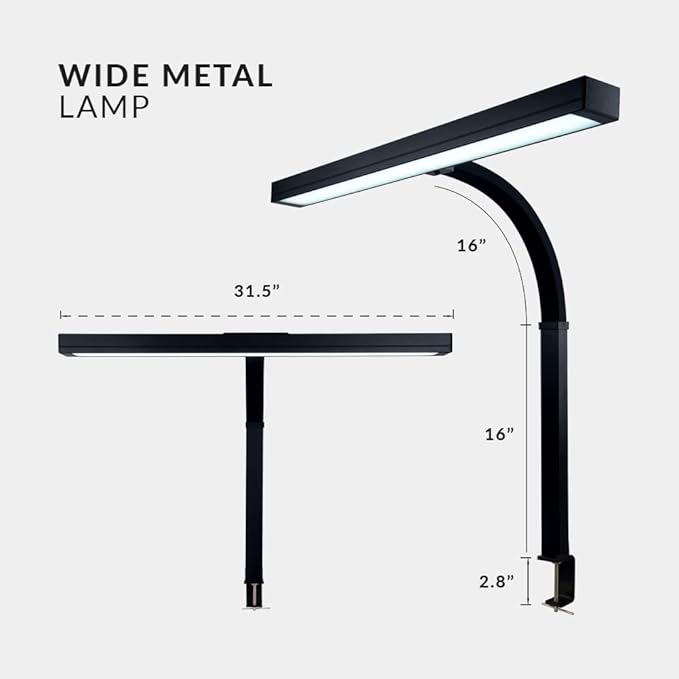 Neatfi 3000 Lumens Flex LED Desk Lamp with Clamp, Dimmable, 5 Adjustable Brightness Levels & 5 Light Modes, Memory Function, Eye-Caring & Flexible Lamp for Home & Office (31.5 Inches, Black)