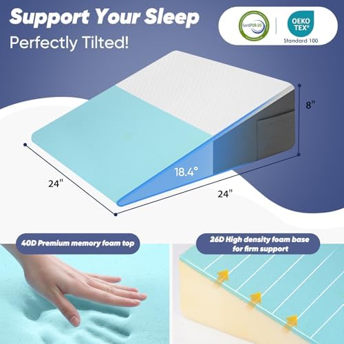 Bed Wedge Pillow for Sleeping & Resting, 8 inch Incline Pillow Wedge for Adults - Image 6