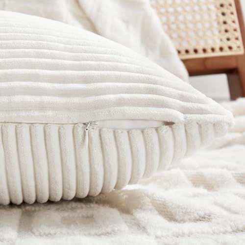 Fancy Homi 2 Packs Cream White Decorative Throw Pillow Covers 16x16 Inch - Image 4