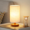Fenmzee Small Table Lamps (Beige Shade - Walnut Base, 9" Inline Control) by Fenmzeelighting