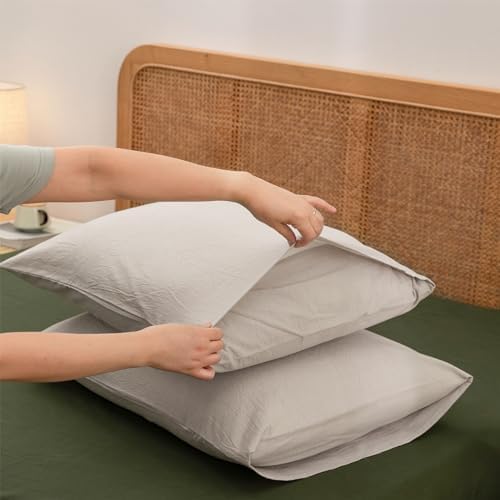 BESTOUCH Washed Cotton Pillowcases Linen Feel Linen Grey 12 X 30 inch - Image 3