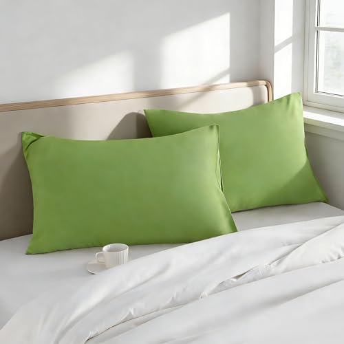 Queen Pillow Cases, 2 Pack, 20x30 in, Microfiber, Sage Green - Image 2