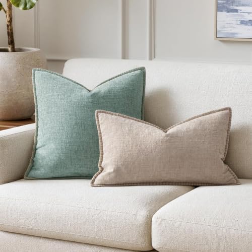 MIULEE Decorative Lumbar Throw Pillow Covers 12x20 Inch Taupe 2 Pack - Image 5
