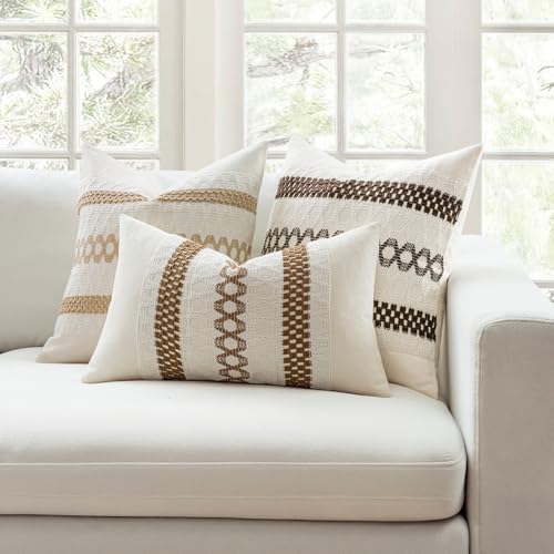 MIULEE Set of 2 Dark Brown Boho Decorative Pillow Covers 20x20 Inch - Image 3