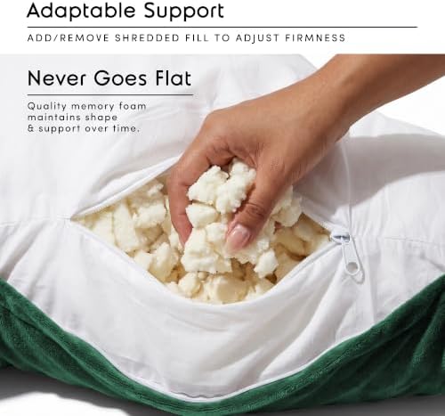 Nestl Reading Pillow for Bed, Back Pillow for Sitting Up in Bed, Dark Green - Image 3