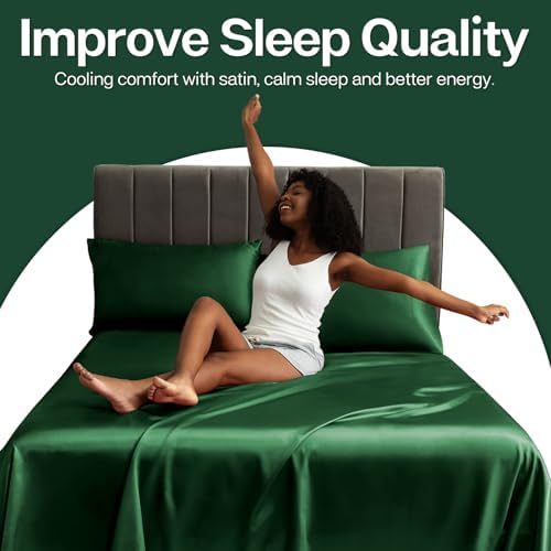 MR&HM Satin Pillowcase 2 Pack, King Size 20"x40", Dark Green - Image 5