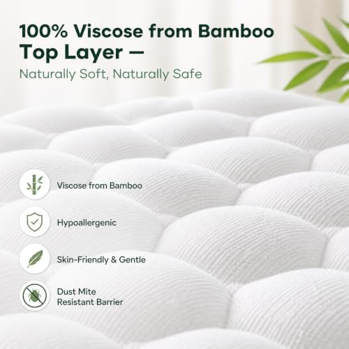 OhGeni 100% Waterproof Mattress Protector, Full Size Premium Bamboo Soft Thick - Image 2