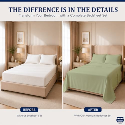 Cottingon 4 Piece Twin Sheets Fits 16" Deep, Egyptian Cotton - Image 4