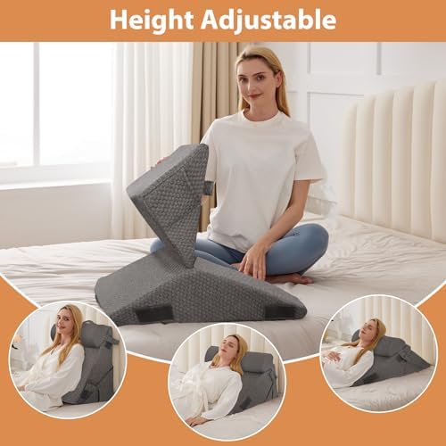 BIEEZZK Orthopedic Bed Wedge Pillow Set 3Pcs, Adjustable Memory Foam, Pillow - Image 6