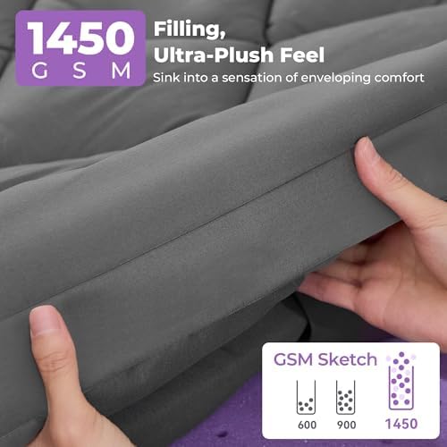 SINWEEK 5 Inch Dual Layer Memory Foam Mattress Topper Queen Size, 2 Inch Gel - Image 2