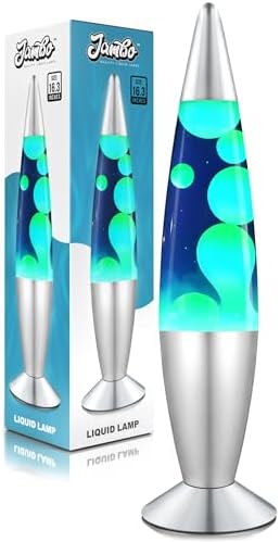 JAMBO 16" Beautiful Lamp- Blue with Yellow/Green Wax, Relaxing Liquid Light, Night Light Nightlight, Home Decor Living Room Office Bedroom Lamp for Adults Teens Kids, Magma Motion by Jambo