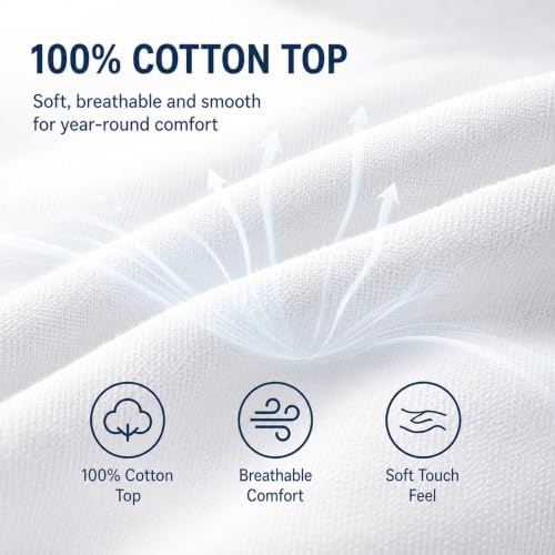 CozyLux King Mattress Pad, Cotton Top, 450 GSM Down Alternative Fill - Image 4