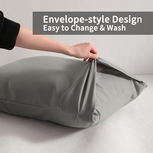 King Pillow Cases, 2 Pack, 20x36 in, Microfiber, Smoke Grey - Image 4