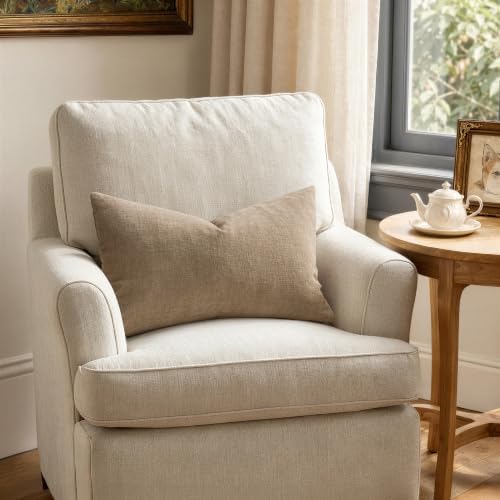 MIULEE Light Brown Chenille Couch Lumbar Throw Pillow Covers - Image 4