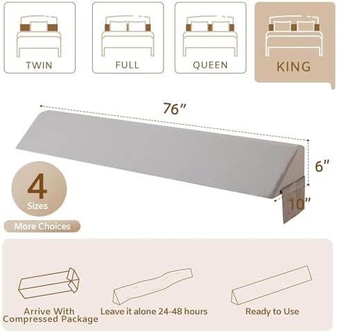 Bedluxe King Bed Wedge Pillow for Headboard, Fill The Gap - Image 4